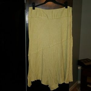 2 for $20 Distressed seam lime green linen skirt